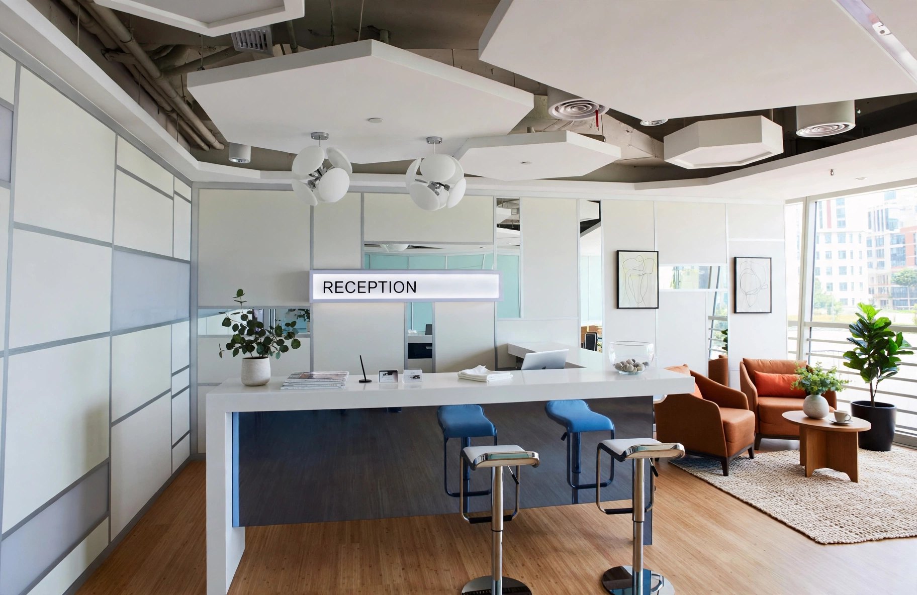 Reception Counter (Model 52) in an office lobby