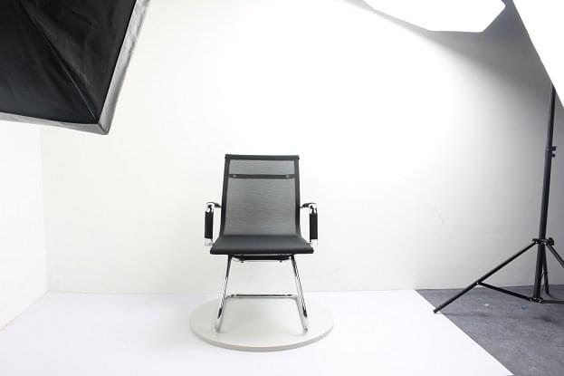 Zenith "Aero" Designer Guest Chair – Sled-Base Mesh Side Chair with Polished Chrome Cantilever Frame & Ergonomic Lumbar Support
