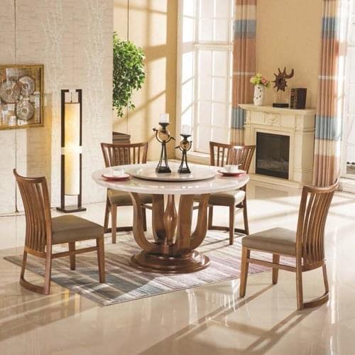 Juego de mesa de comedor con tapa de mármol de madera maciza