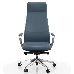 FOH-C1008b - Blue Office Swivel Chair High Narrow Back