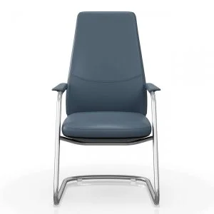 FOH-C1008b – U Sled Base High Back Blue Office Arm Chair