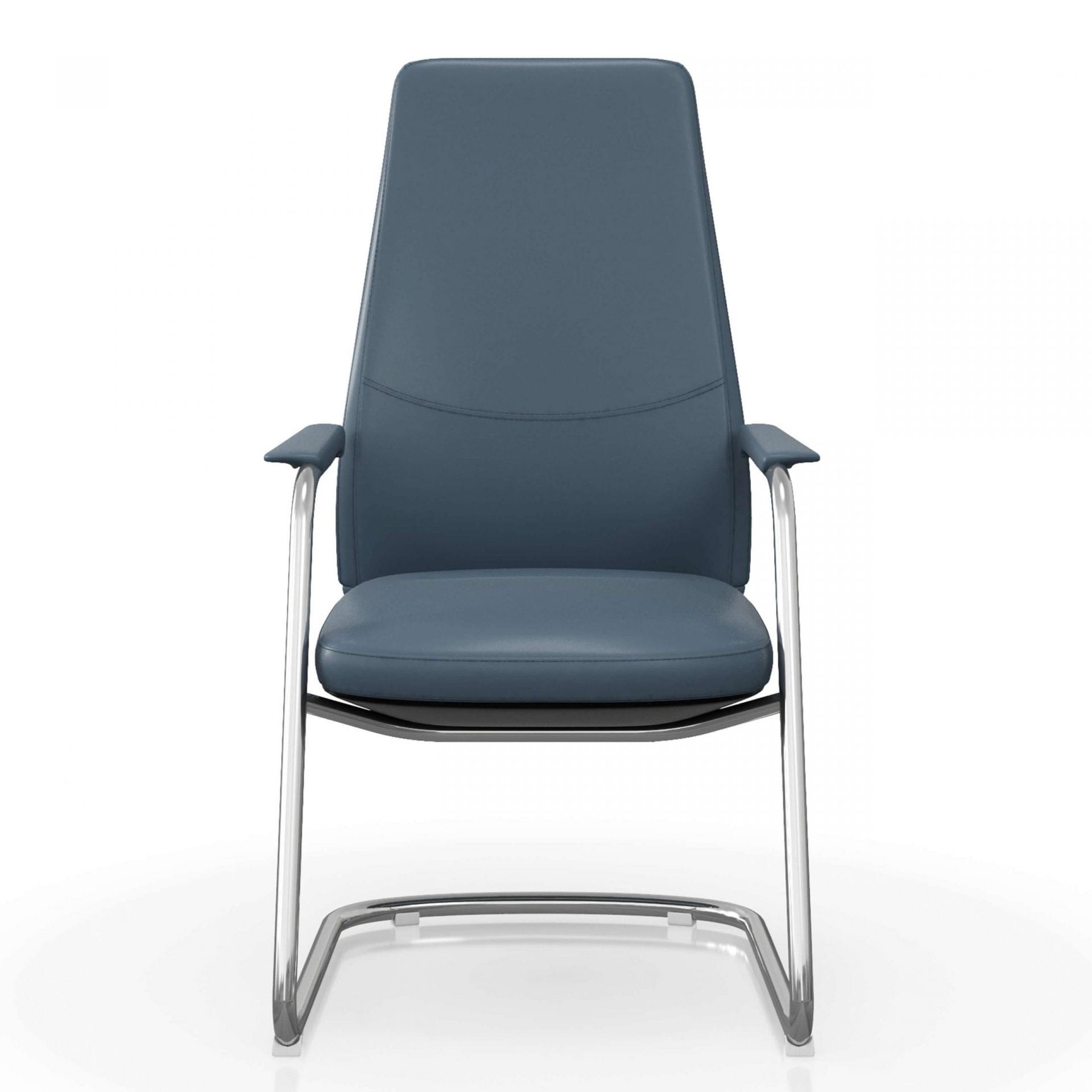 FOH-C1008b – U Sled Base High Back Blue Office Arm Chair