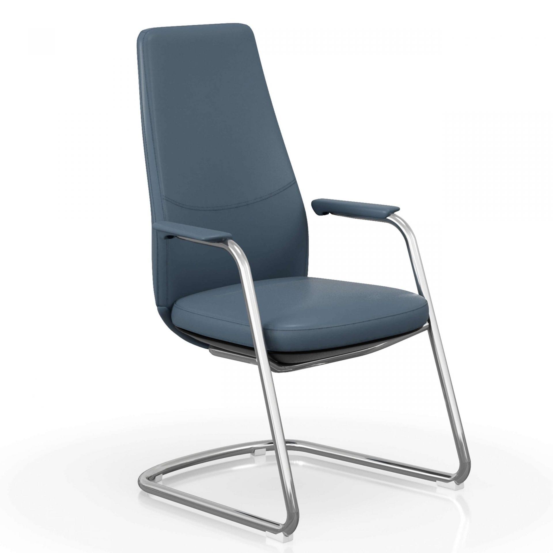 FOH-C1008b – U Sled Base High Back Blue Office Arm Chair