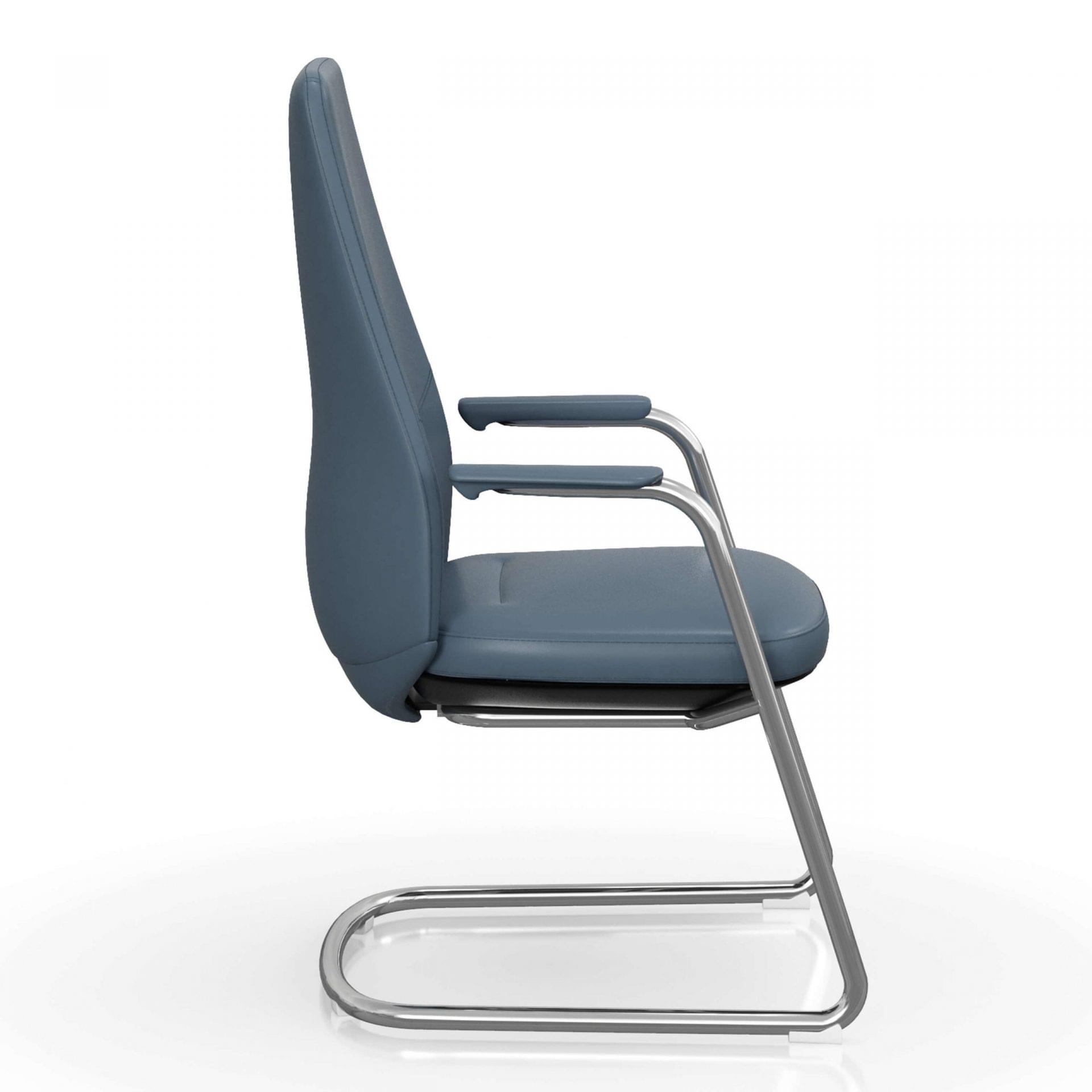 FOH-C1008b – U Sled Base High Back Blue Office Arm Chair