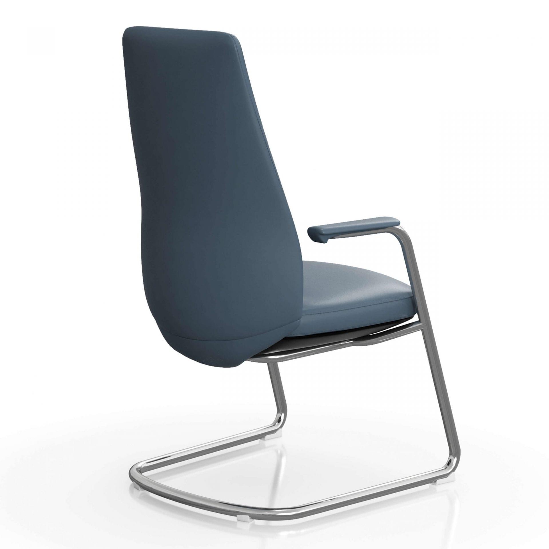 FOH-C1008b – U Sled Base High Back Blue Office Arm Chair