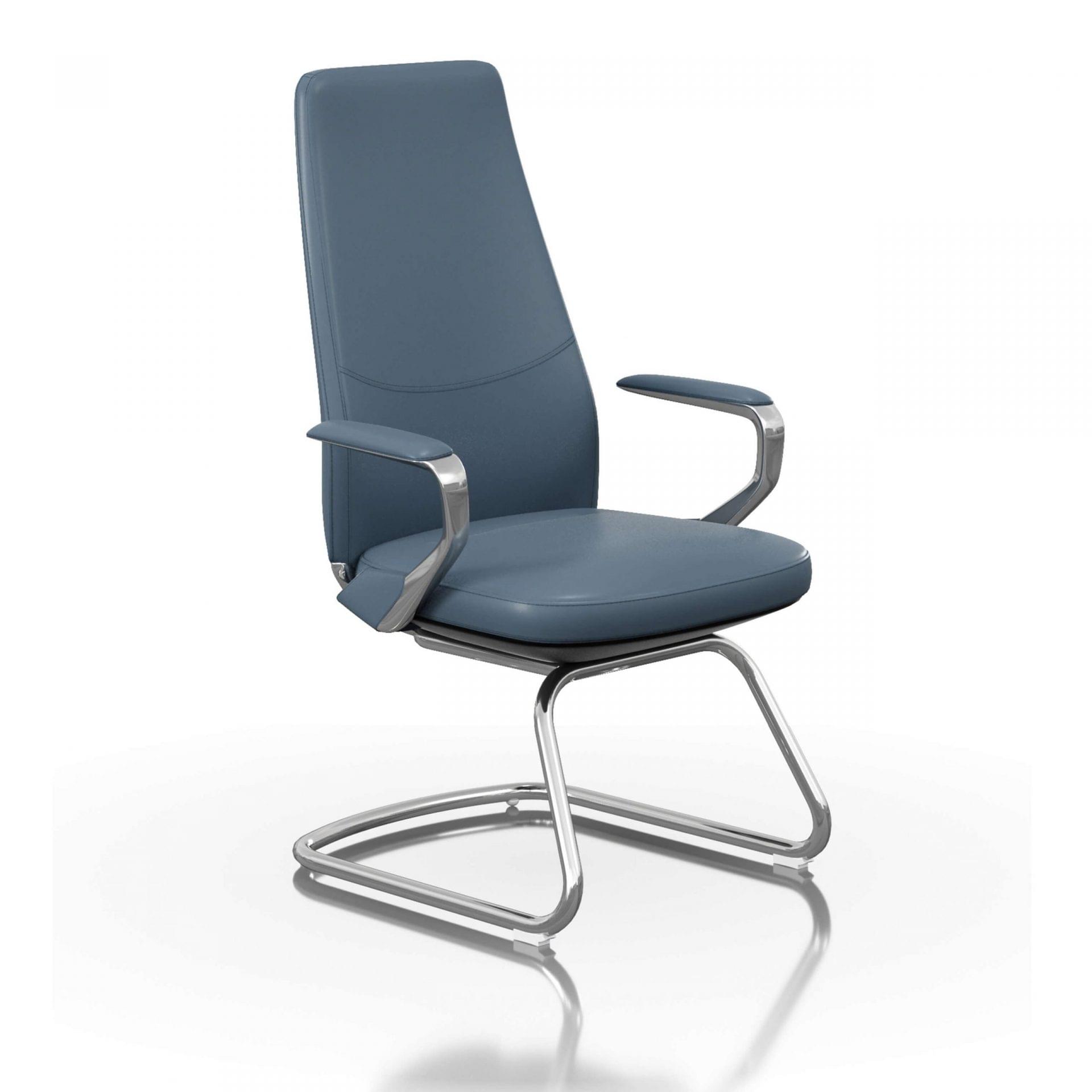FOH-C1018b1 - Blue Office U Base Chair Loop Armrest