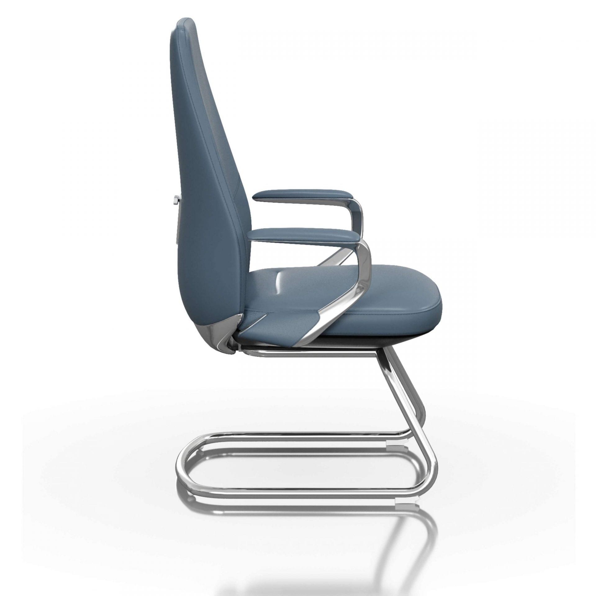 FOH-C1018b1 - Blue Office U Base Chair Loop Armrest