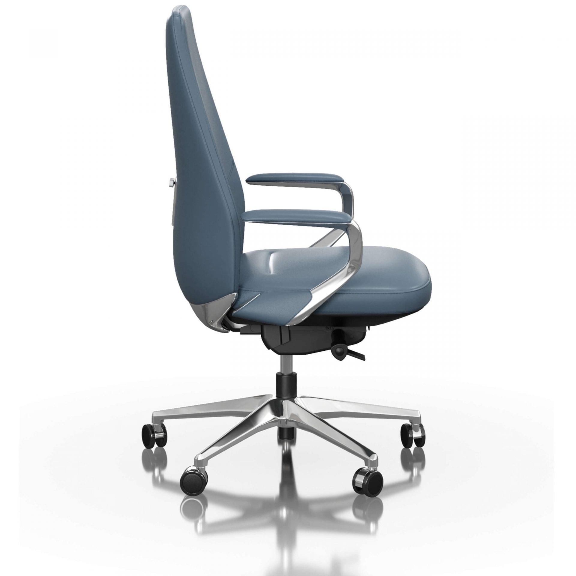 FOH-C1018b2 - Blue Office Swivel Chair Loop Armrest Medium Backrest