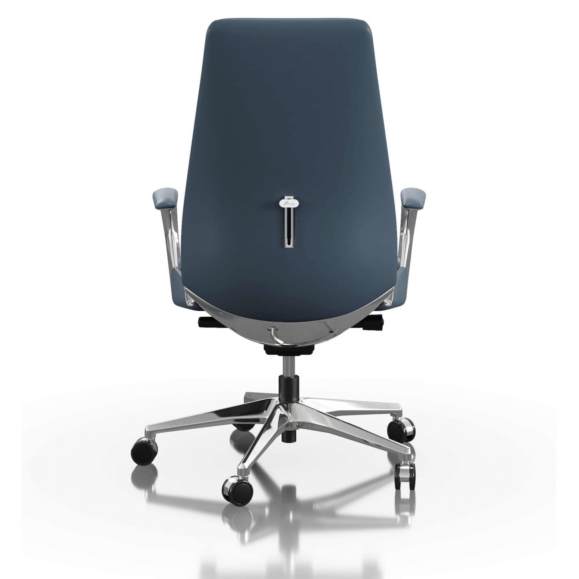 FOH-C1018b2 - Blue Office Swivel Chair Loop Armrest Medium Backrest