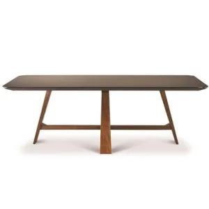 angled leg smoked glass top dining table