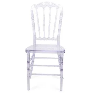 FOH-CF0004 Acrylic Clear Slatback Chair with Carved Top