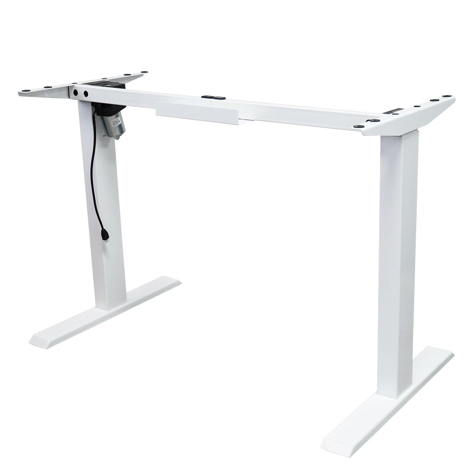 White frame sit stand desk