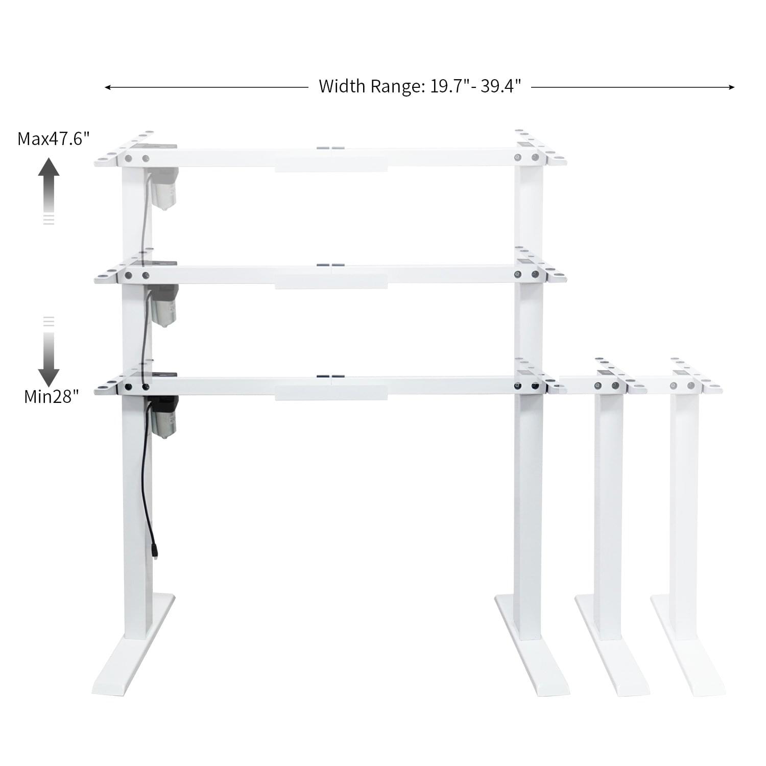 White frame sit stand desk