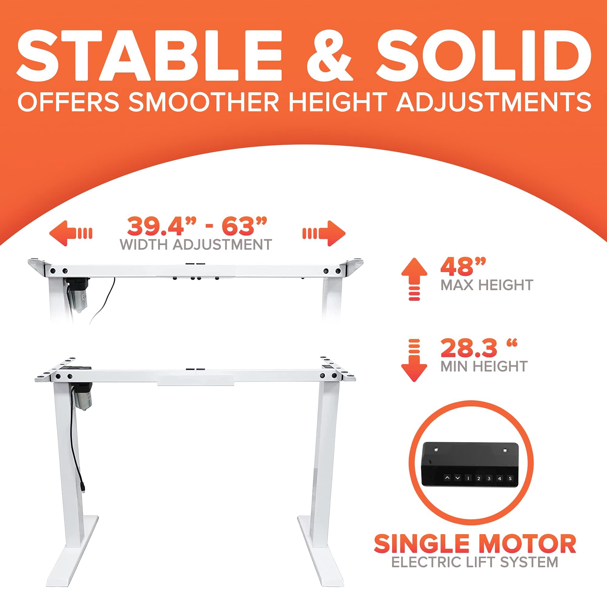 Adjustable electric standing desk with smooth height adjustments