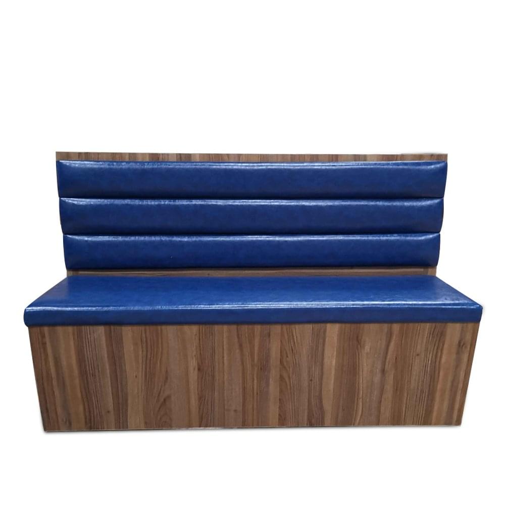 Cobalt Blue & Walnut Horizontal-Channel Commercial Dining Banquette - FOH-P21S28