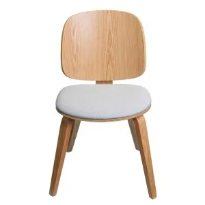 Wooden Dining Chair with Lien Cushion (Maple with Gray Linen Cushion)