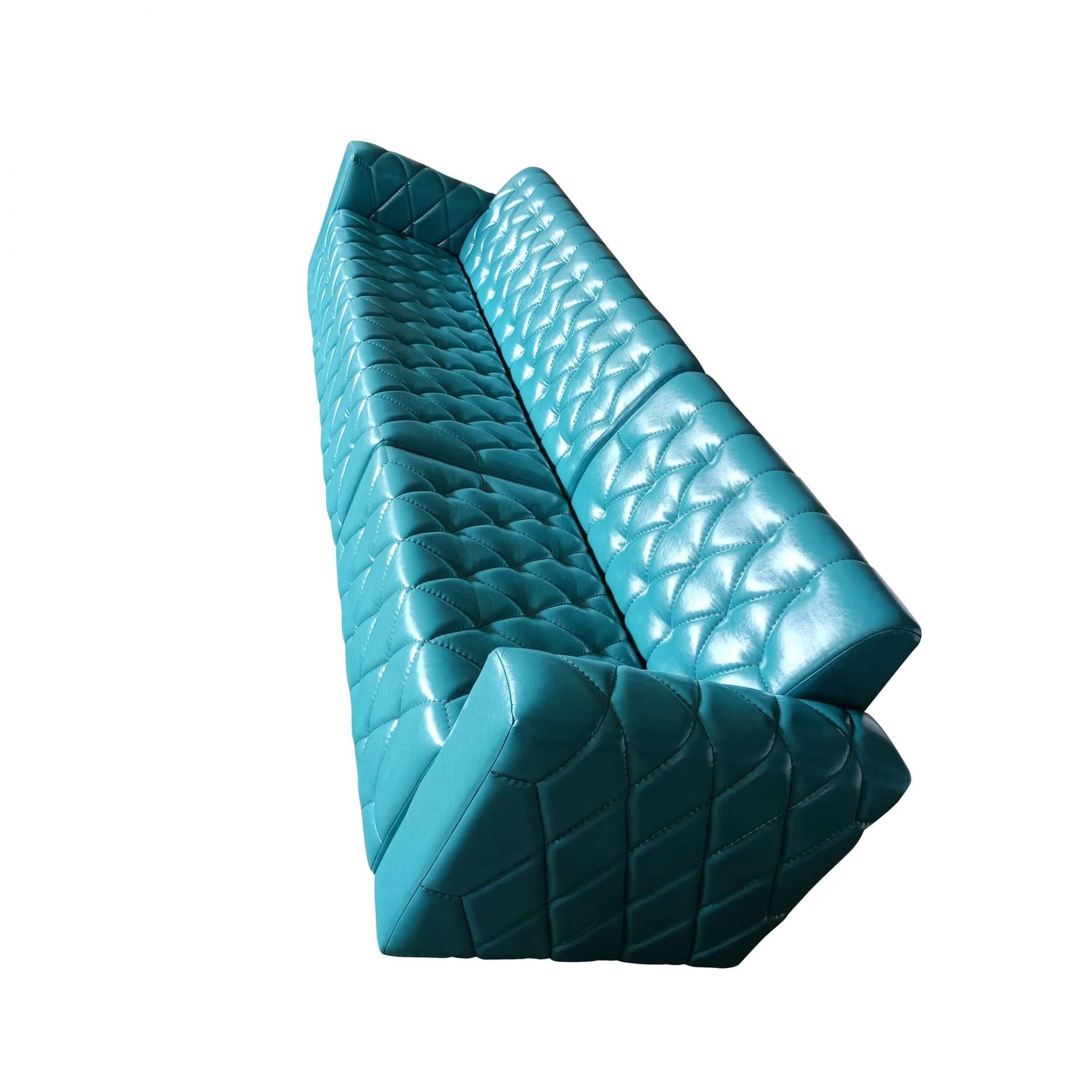 FOHKC12- Blue Large Sofa for Hookah Lounge, KTV, Night Club Diamond Tufted
