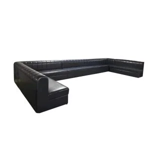FOHKC18- Large Black U Shaped Sofa for Hookah Lounge, KTV, Night Club Channel Tufted