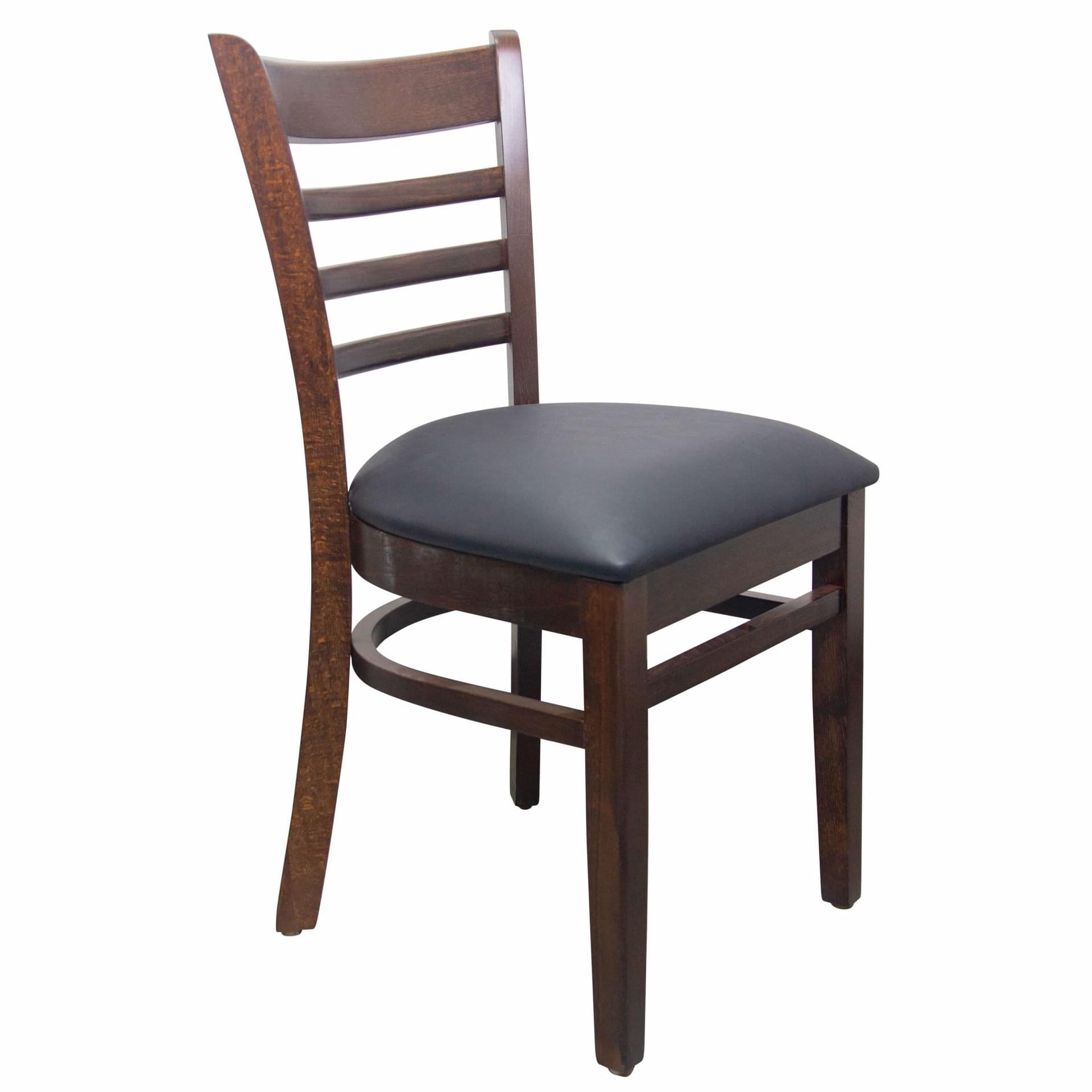 FOHDG-W0005D - Ladderback Wood Restaurant Dining Chair with Black PU Leather Upholstery Beechwood - Image 3