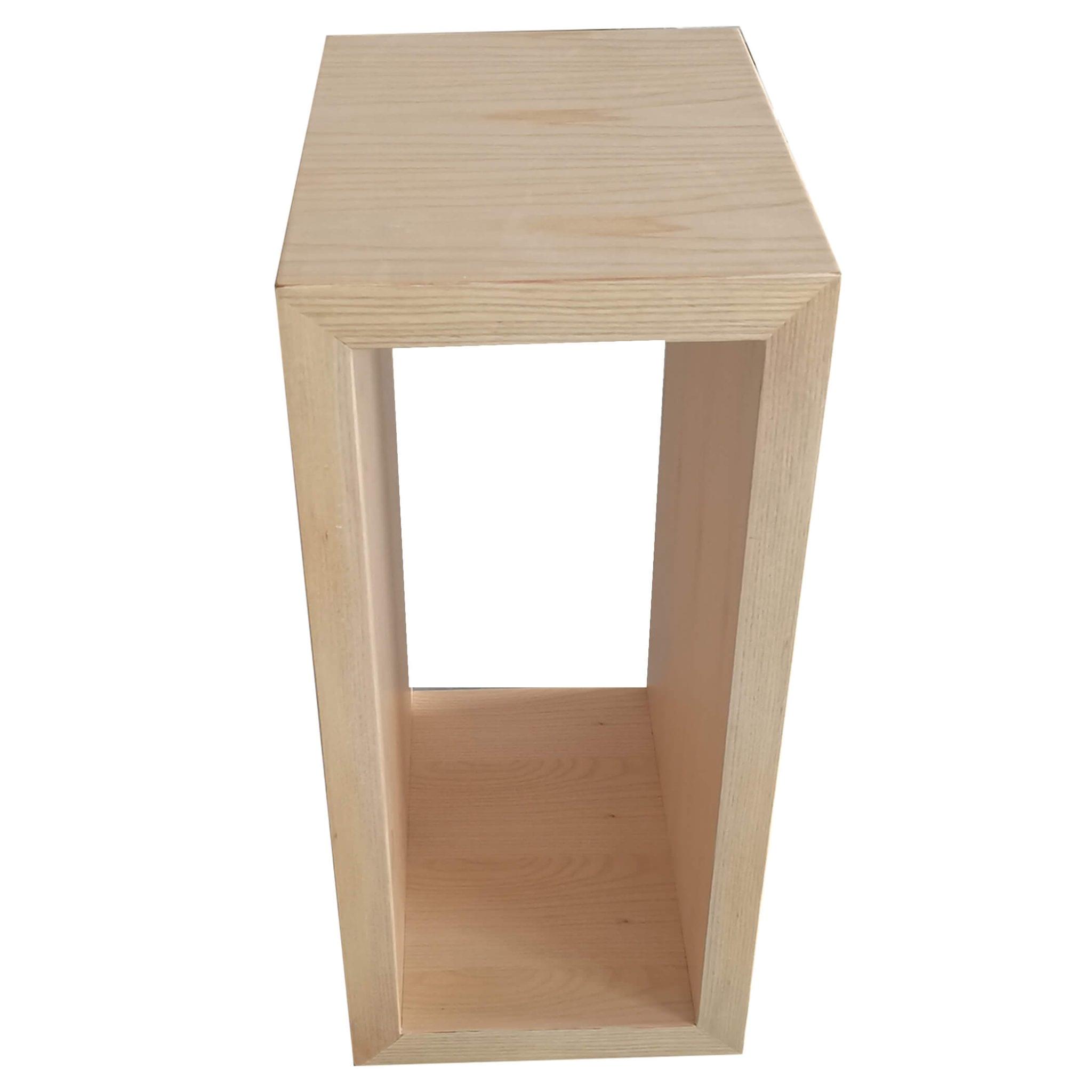 Wooden Bench Box Chair Natural Wood Color side view