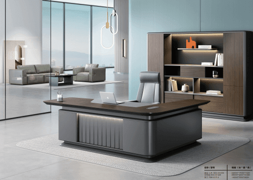 FH-ED-ODL03 - L Shaped Executive Desk with Lighting & Concealed Cable Hole side view