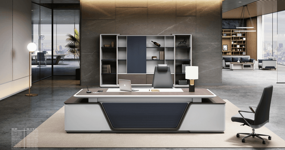 FH-ED-ODL04 - L Layout Executive Desk Dual Color Top with Wire Box