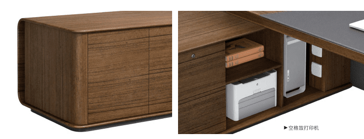 FH-ED-ODL05 - L Shaped Executive Desk Metal Gray & Natural Wood Color