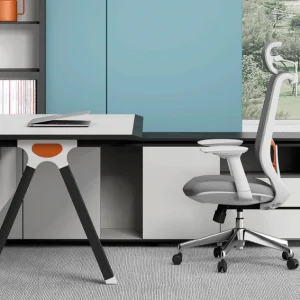 FH-ED-WV-01 - L Shaped Executive Desk with Front Privacy Baffle & Pedestal Legs