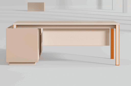 FH-ED-WV-02 - L Shaped Executive Desk with Front Privacy Baffle & Sturdy Metal Frame
