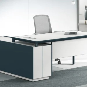 FH-ED-WV-03 - L Shaped Executive Desk with Front Privacy Baffle & Sturdy Metal Frame