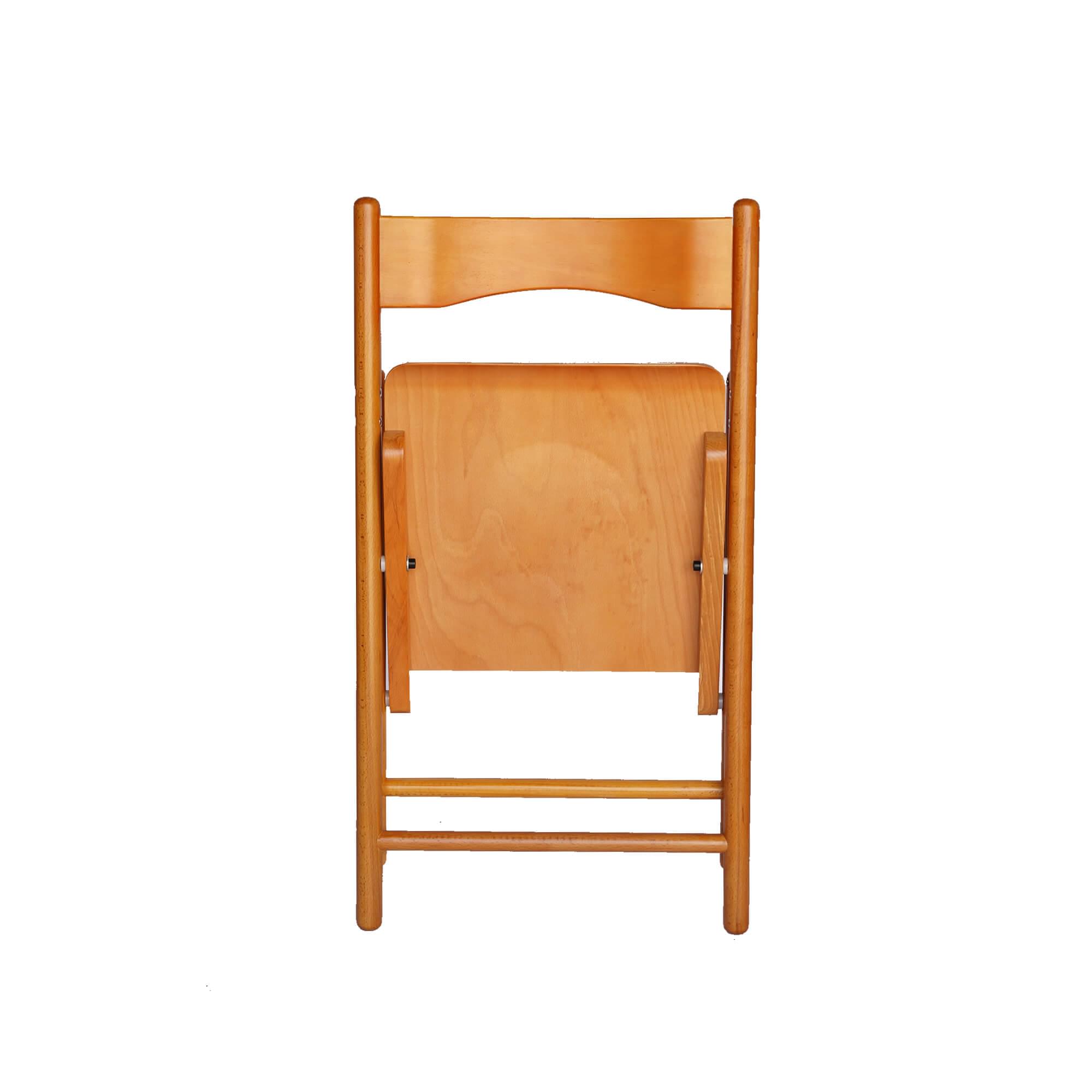 FOH-CH009WD - Foldable Natural Light Wood Chair folded view