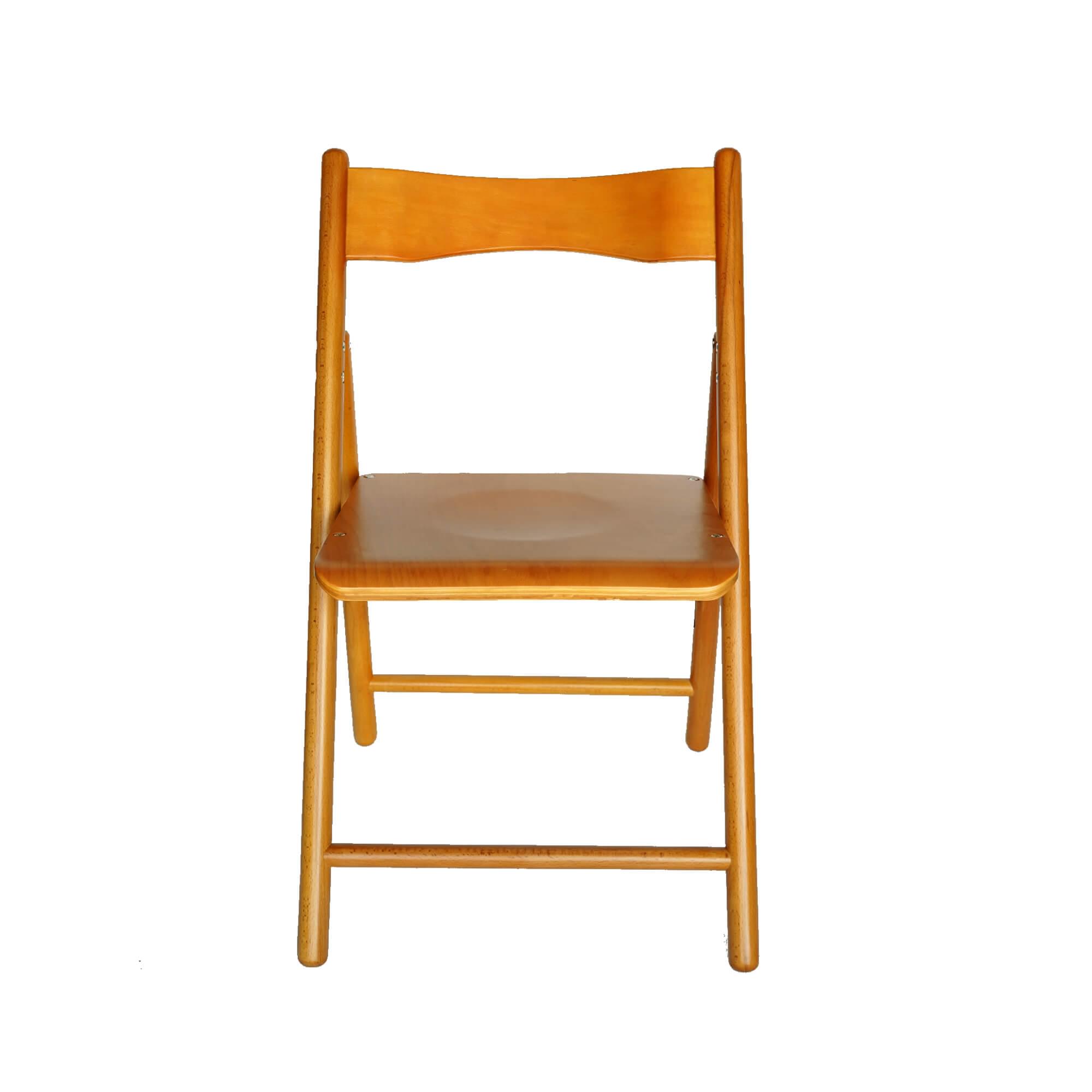 FOH-CH009WD - Foldable Natural Light Wood Chair front view