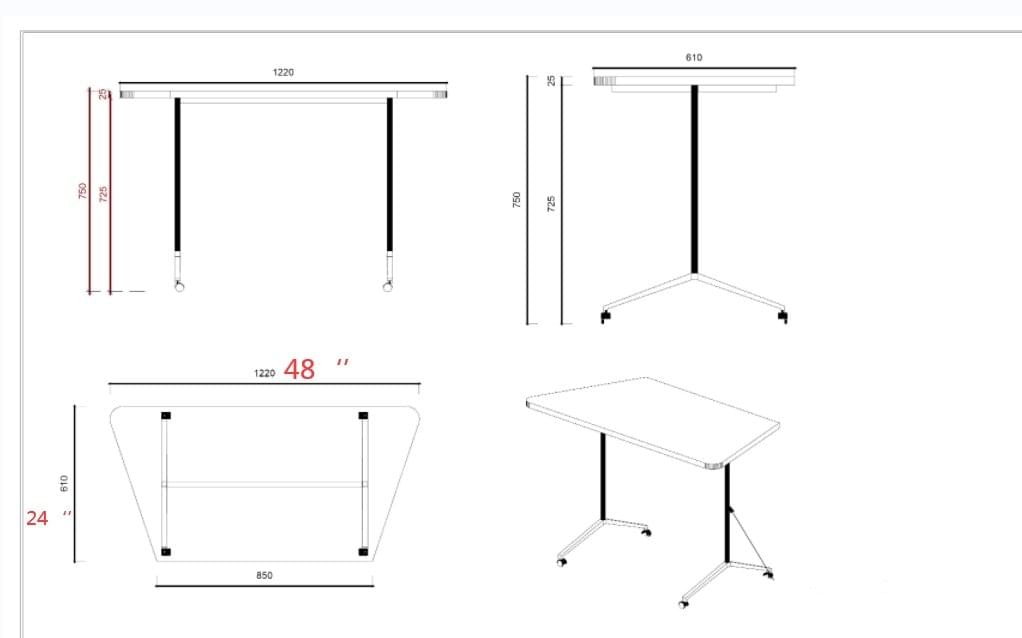FH-MTT-001 Modular Training Table Convertible to Workstations Meeting Tables Dimension