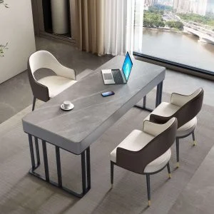 FOH-DS001 - Armani Gray Rectangular Marble like Table Top Dining Set
