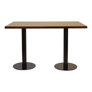 FOH-DT004 Finger Jointed Dark Walnut Solid Wood Dual Base Dining Table