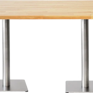 FOH-DT006 Finger Jointed Natural Solid Wood Color Dual Base Dining Table