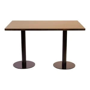 FOH-DT008 Solid Wood Spliced Light Walnut Dual Base Dining Table