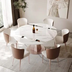 FOH-MSTT004 - Modern Dining Set with Marble Like Top Folding Table