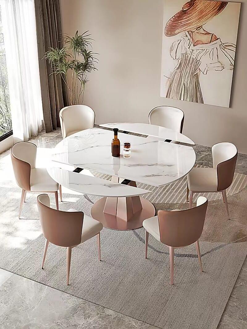 FOH-MSTT006 Mesa de comedor extensible convertible moderna otra vista