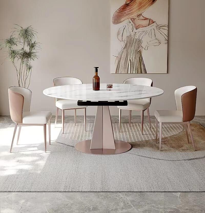FOH-MSTT006 Vista lateral de la mesa de comedor extensible convertible moderna