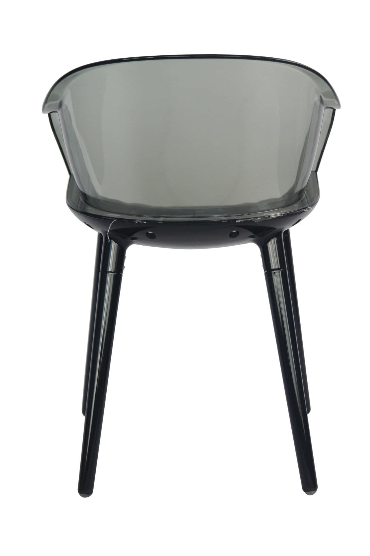 FOH-DC097 - Translucent Smoky Black Polycarbonate Event Chair back view