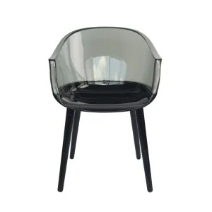 FOH-DC097 - Translucent Smoky Black Polycarbonate Event Chair front view