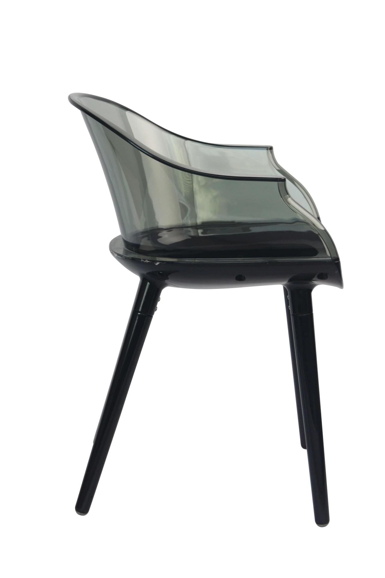 FOH-DC097 - Translucent Smoky Black Polycarbonate Event Chair right side view