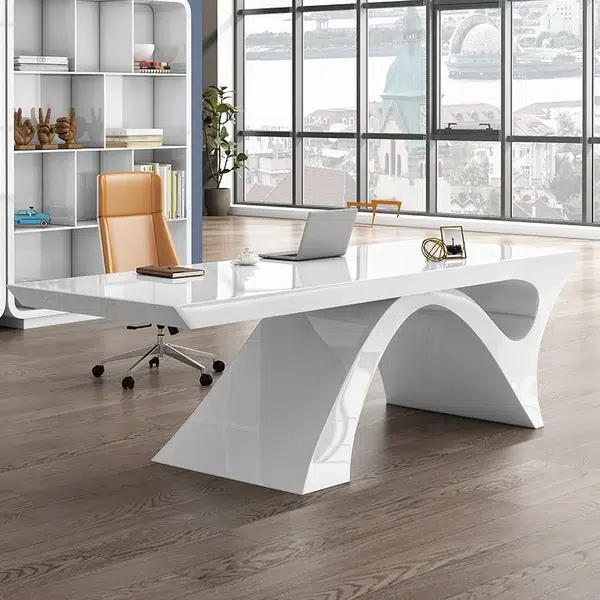 FH-ED-GD01 White Glossy Modern Executive Office Desk