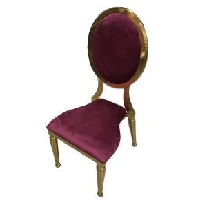 FOH-CH004 - Stainless Gold Color Event Chair Burgundy Velvet