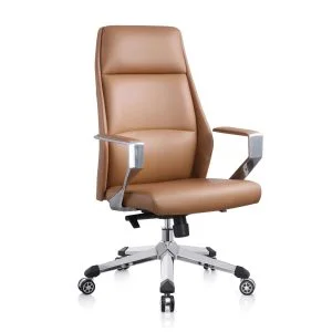 FOH-1186 - Ergonomic Leather Upholstered Office Chair Brown