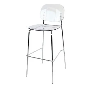 BC028ClearBar - Clear Bar Stool Chrome Metallic Frame