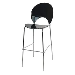 BC032BlackBar - Black Bar Stool Chrome Metallic Frame