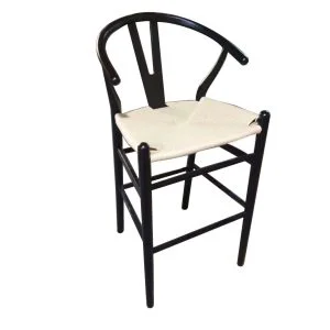 FH-BS118 - Wishbone Shaped Back Black Wooden Barstool