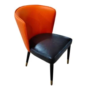 FH-CHCT22 - Orange Curved Backrest & Black Seat Upholstered Armless Dining Chair